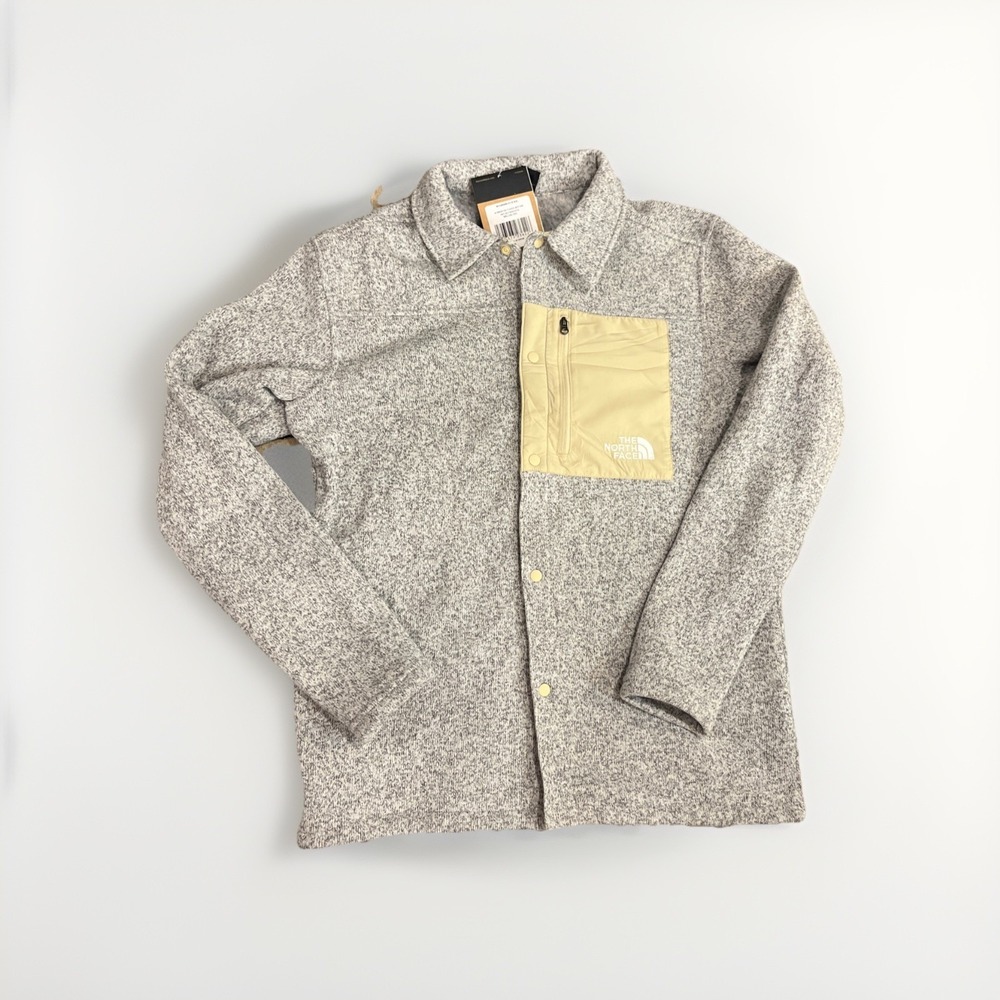 North Face‎ Boys Fleece Sweater Button Jacket Light Grey Heather Size XXL  $90